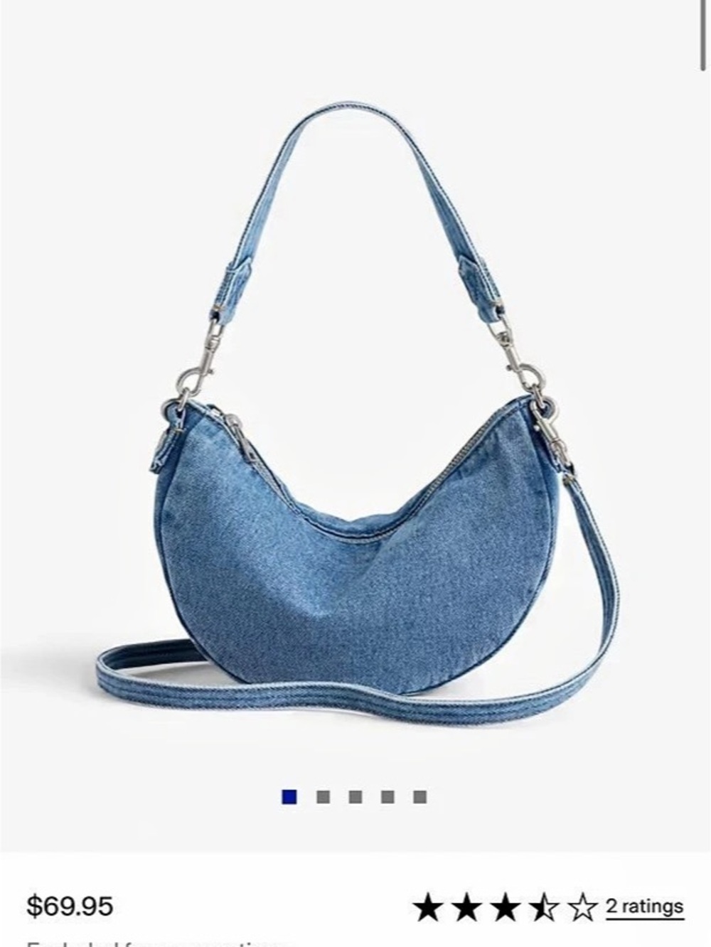 Gap Small Denim Crescent Crossbody in Blue